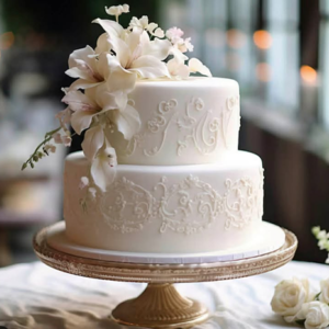 Two Tier Traditional White wedding Cake